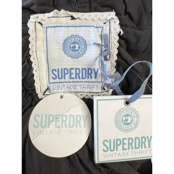 Superdry NEW Vintage Inspired Mini Dress Square Neckline Ruffles Straps Size M - Picture 12 of 15